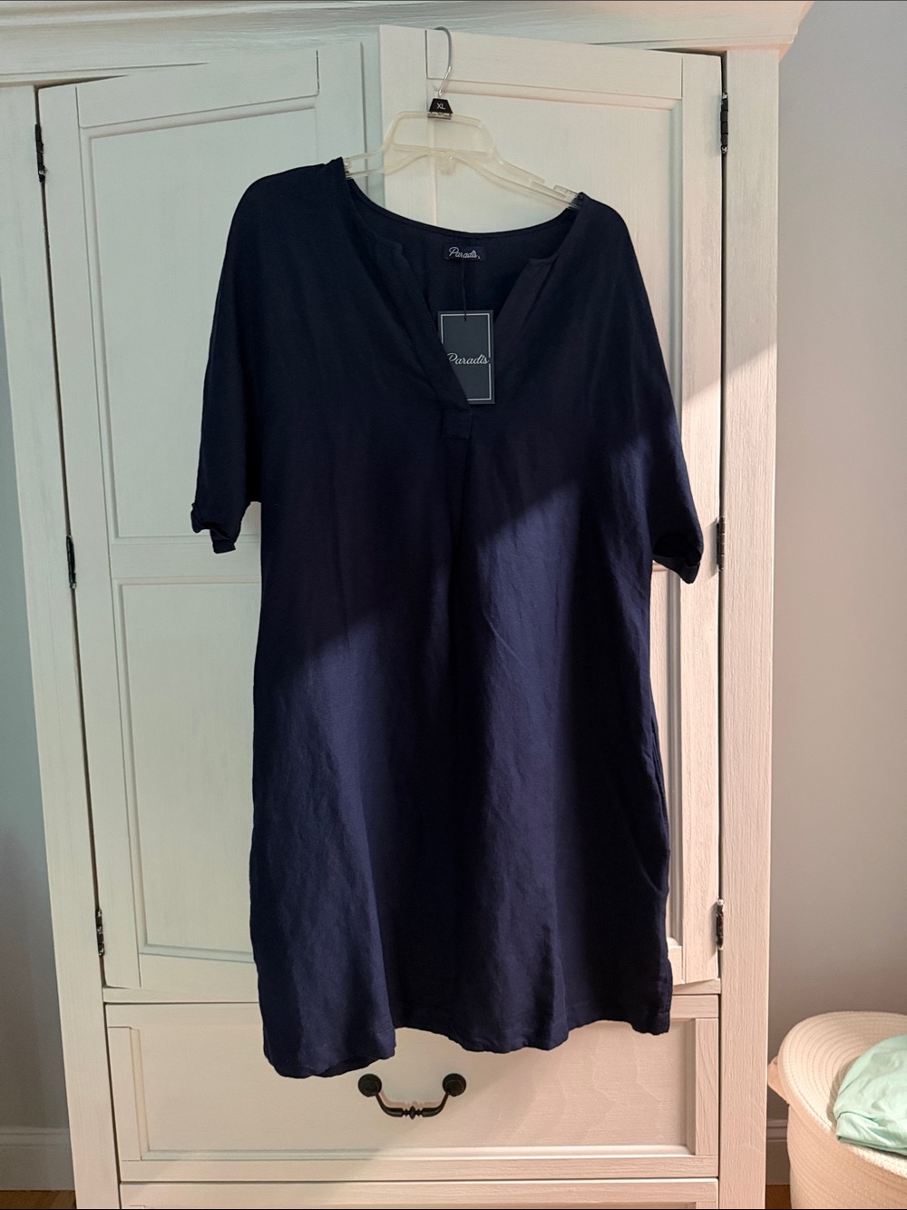 Navy Linen Classic Dress